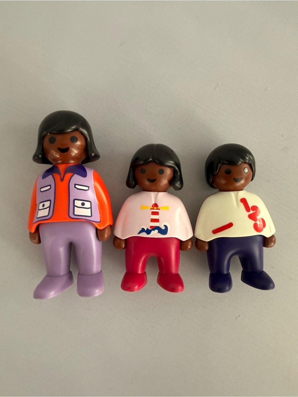 Vintage Playmobil 123 People Figures African American Mom Kids 1990